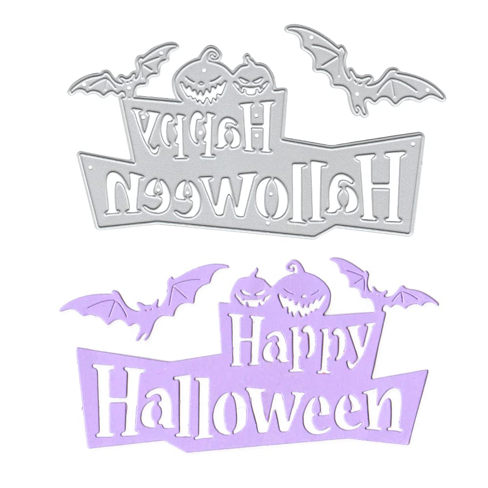 Halloween Metal Cutting Dies - Pumpkin & Bat Die Cuts for Card Making, Embossing, Scrapbooking, Photo Albums | DIY Paper Crafts, Greeting Cards & Home Decor | Perfect for Halloween Parties, Gift Wrapping & Seasonal Decorations