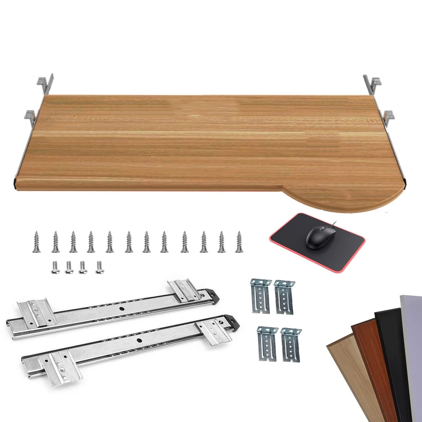 V3VOGUE Under Desk Slide-Out Keyboard Tray with Adjustable Height - Ergonomic Pull-Out Keyboard Drawer with Slide Rail & Mouse Pad - Perfect for Home Office, Gaming Setup, and Workspace Organization