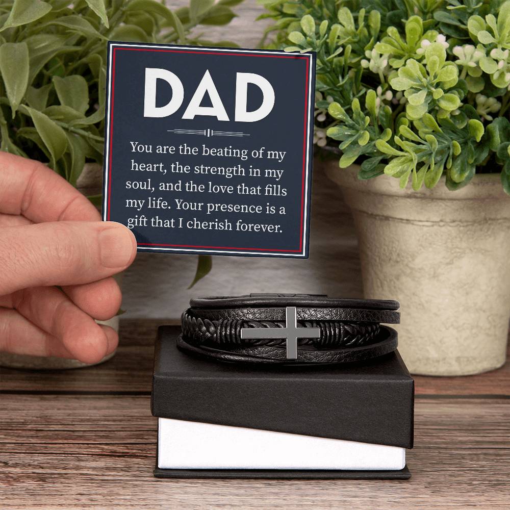Stylish Leather Cross Bracelet for Dad - Perfect Father's Day, Birthday & Christmas Gifts - Ideal for Daily Wear & Special Occasions