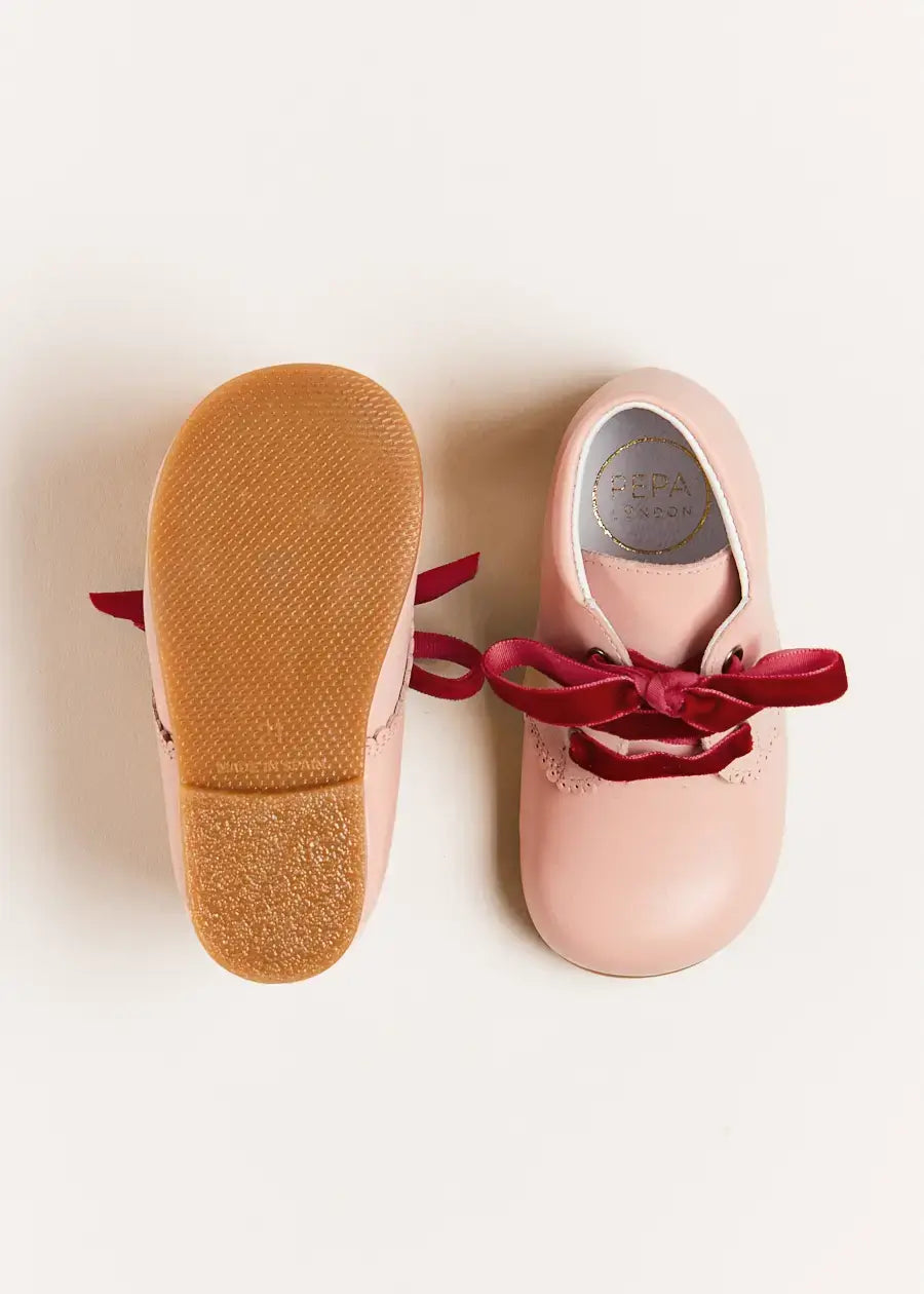 Soft Velvet Baby Booties for Girls - Pink (Size 20-26EU) | Comfortable First Walkers for Newborns & Infants | Perfect for Photo Shoots, Christenings & Special Occasions
