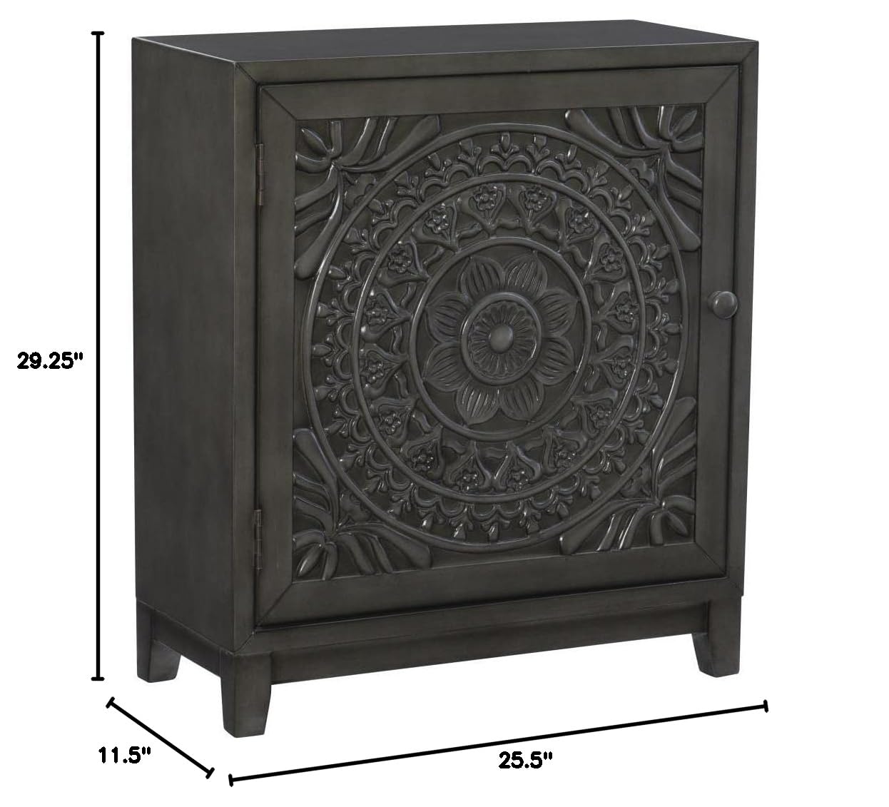 Powell Furniture Grace Accent Cabinet - Dark Grey Storage Console Table for Living Room, Entryway & Bedroom | Modern Sideboard with Shelves & Drawers | Home Decor Organizer