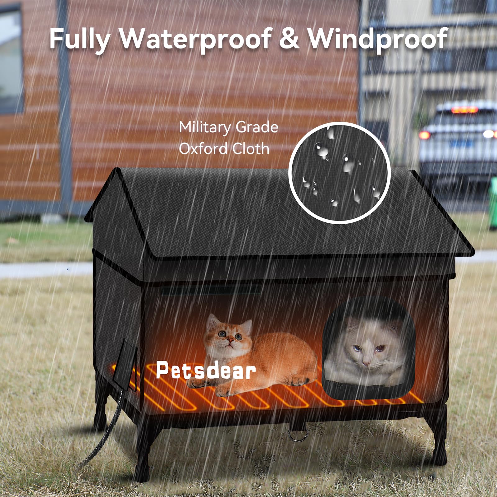Heated Outdoor Cat House for Winter - Large, Weatherproof & Insulated Shelter for Multiple Feral Cats | Waterproof Design in Green | Perfect for Backyard, Garden & Cold Weather Protection