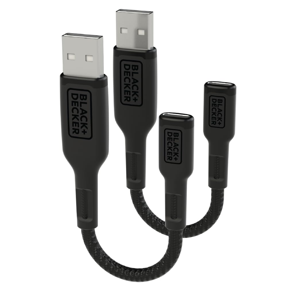 BLACK+DECKER USB C to USB Adapter (2 Pack) - Type C Female to USB A Male OTG Cable - Compatible with MacBook Pro/Air, iPhone 16/15, Samsung Galaxy S24/S23/S22 - Fast Data Transfer for Laptops, Phones & Tablets - Perfect for Office, Travel & Home Use