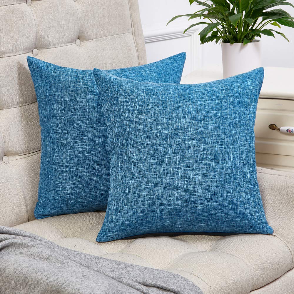 Anickal Set of 2 Rustic Linen Decorative Square Throw Pillow Covers 18x18 Inch - Soft Sofa & Couch Pillow Cases for Living Room, Bedroom Decor - Perfect for Farmhouse, Boho & Coastal Home Styling