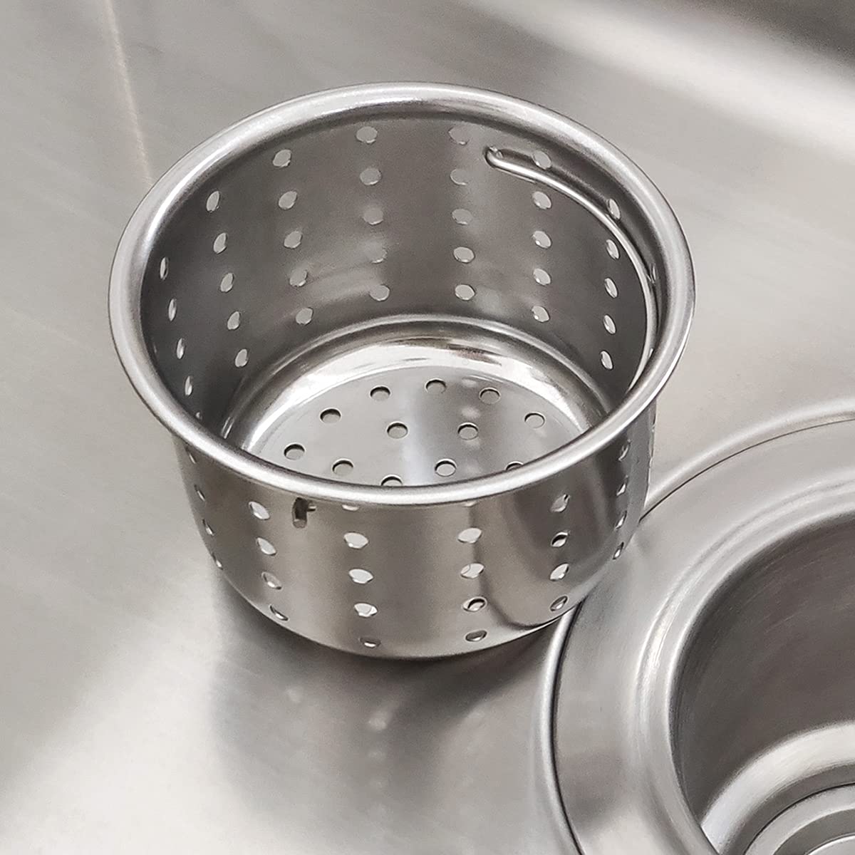 3-Inch Stainless Steel Kitchen Sink Drain Basket Replacement - Deep Cup with Handle, SUS 304, Ideal for Sink Strainer Maintenance and Food Waste Collection