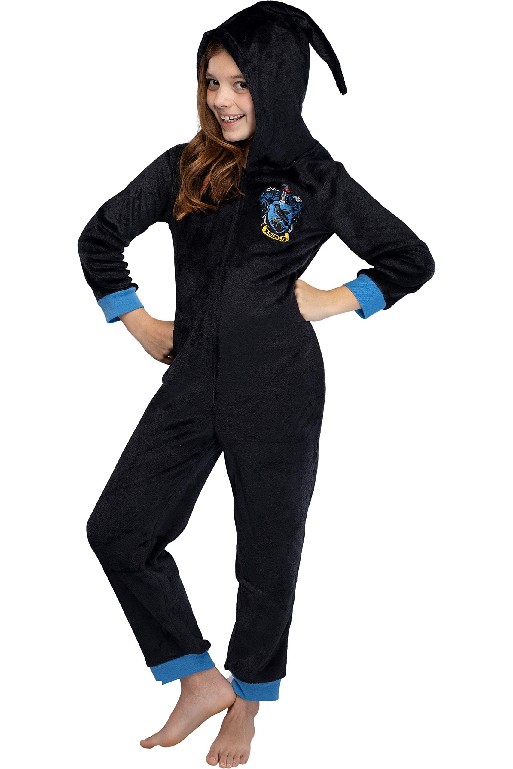 Harry Potter Unisex Kids Hooded Pajama Set - Gryffindor, Slytherin, Ravenclaw & Hufflepuff House Designs | Soft Fleece Onesie for Halloween, Christmas & Cozy Family Movie Nights