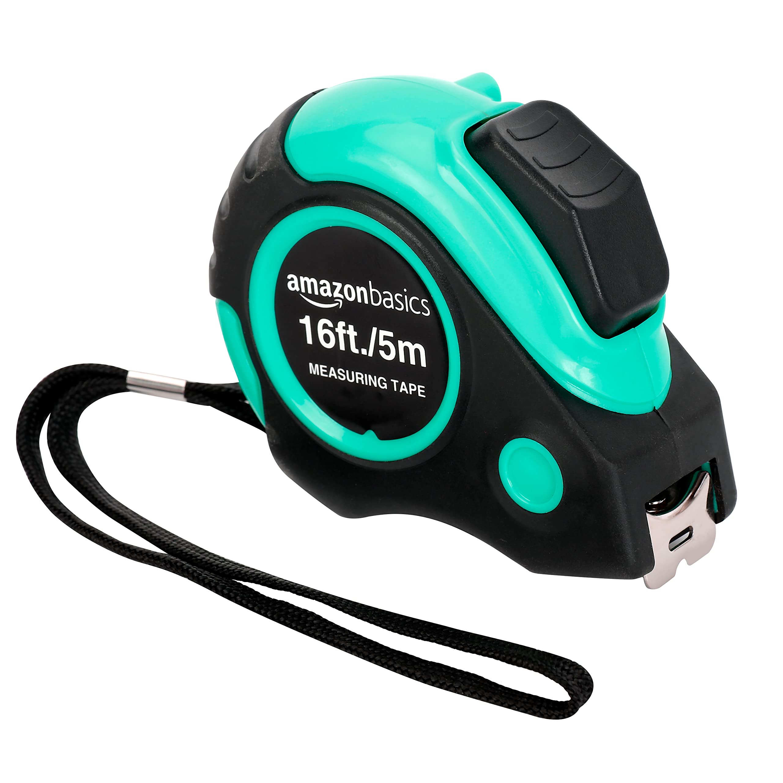 Amazon Basics 16 ft / 192 Inch Tape Measure with Easy-Read Markings - Turquoise Measuring Tool for DIY Projects, Construction, and Home Improvement