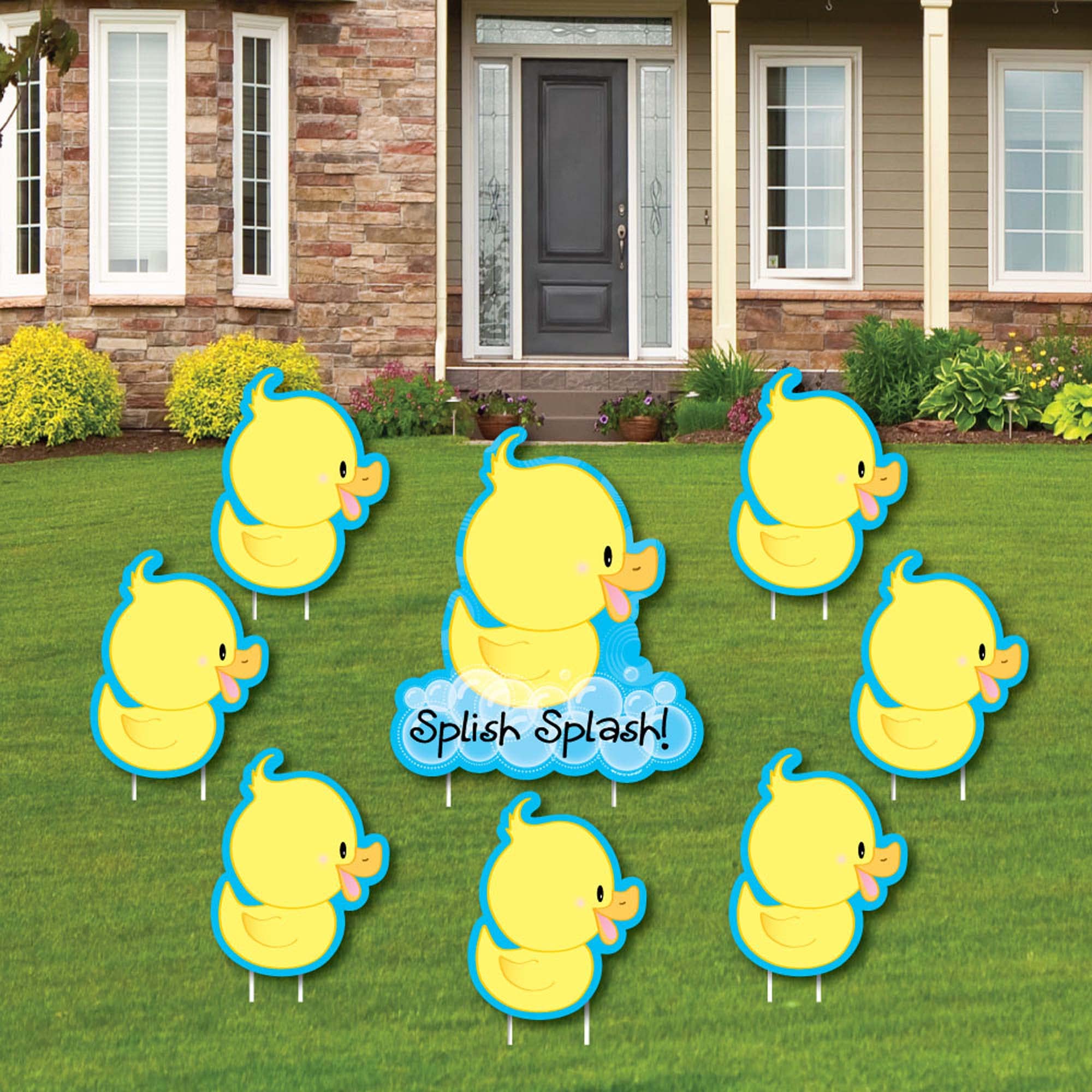 Big Dot of Happiness Ducky Duck Yard Signs - Set of 8 Outdoor Lawn Decorations for Baby Showers, Birthday Parties & Garden Decor - Weather-Resistant Duck-Themed Outdoor Decor for Spring Celebrations