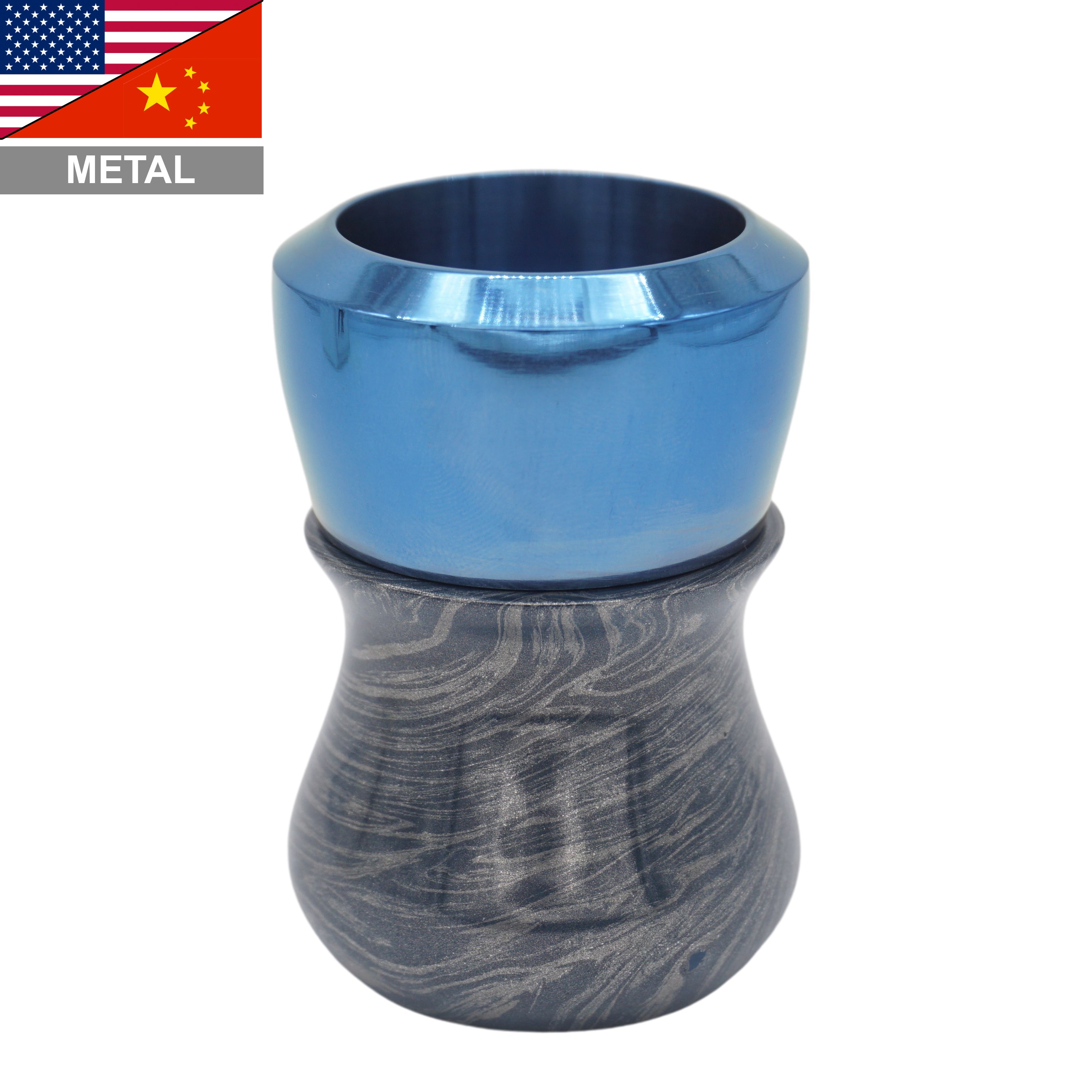 Premium Blue Bronze & Aluminum Handcrafted Shaving Brush Handle - Fits 28mm & 30mm Knots - Perfect for Wet Shaving & Grooming Gifts for Men