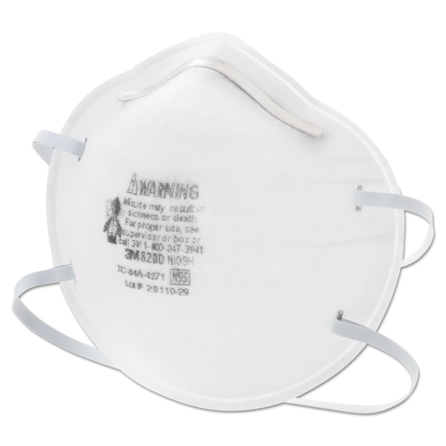 3M™ N95 Particle Respirator 8200 Mask - NIOSH Certified Dust Mask for Construction, Woodworking & DIY Projects - Standard Size (20 Masks per Box) - Protection Against Dust, Pollen & Airborne Particles
