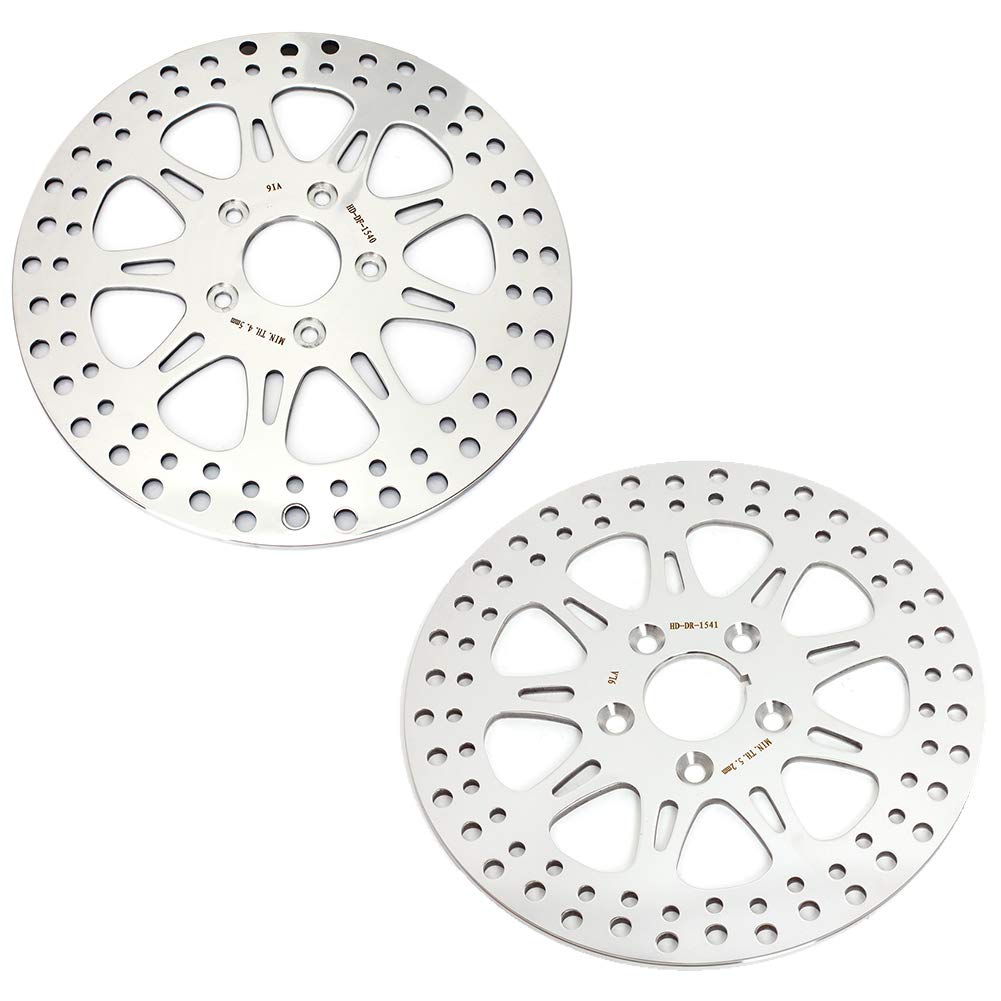 Premium TARAZON 2-Piece Polished Front & Rear Brake Rotors Discs for Harley Davidson Sportster/Softail/Dyna - 11.5