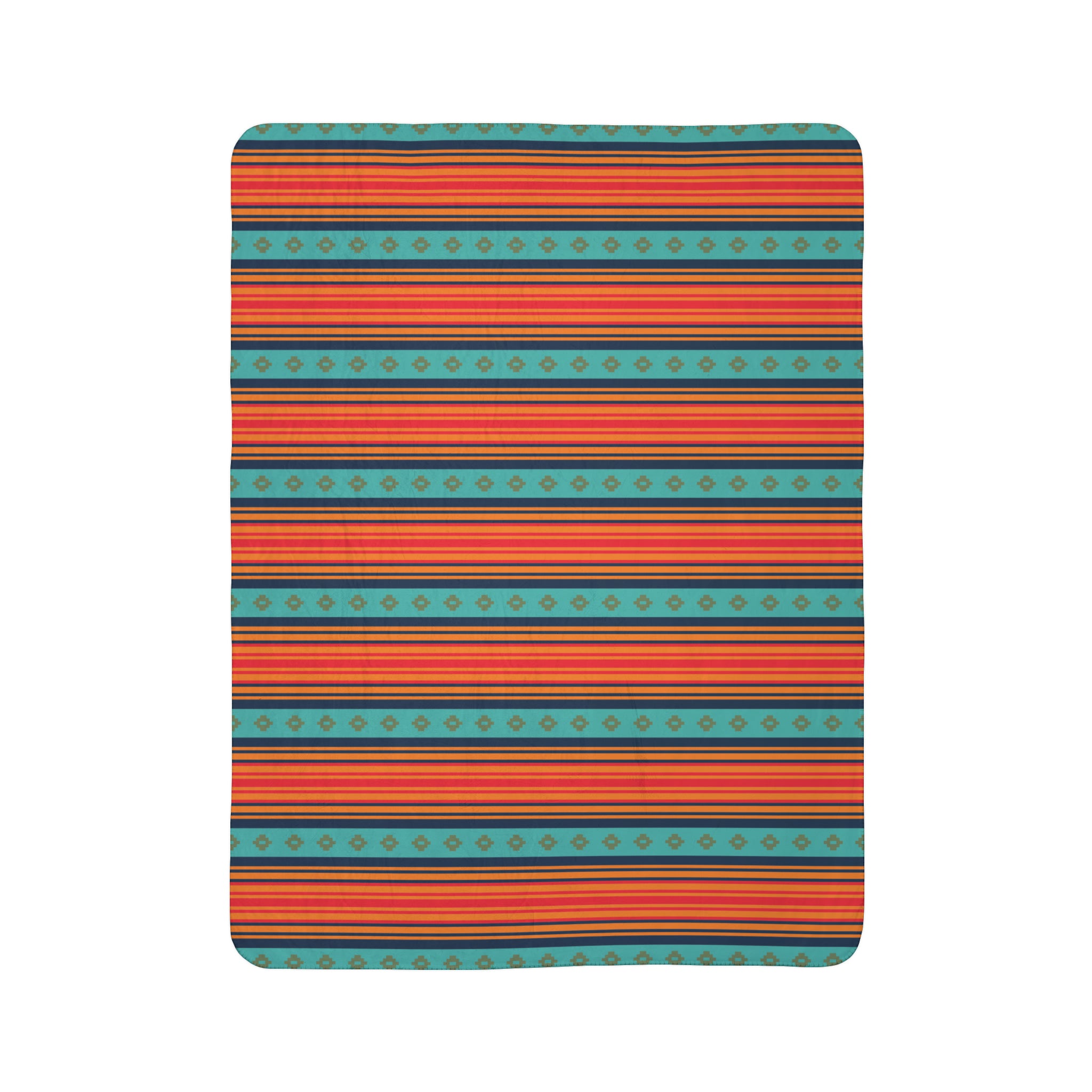 Soft Fleece Sherpa Blanket with Southwestern Rio Grande Print - Warm Cozy Throw for Couch, Bed & Travel - Available in 2 Sizes