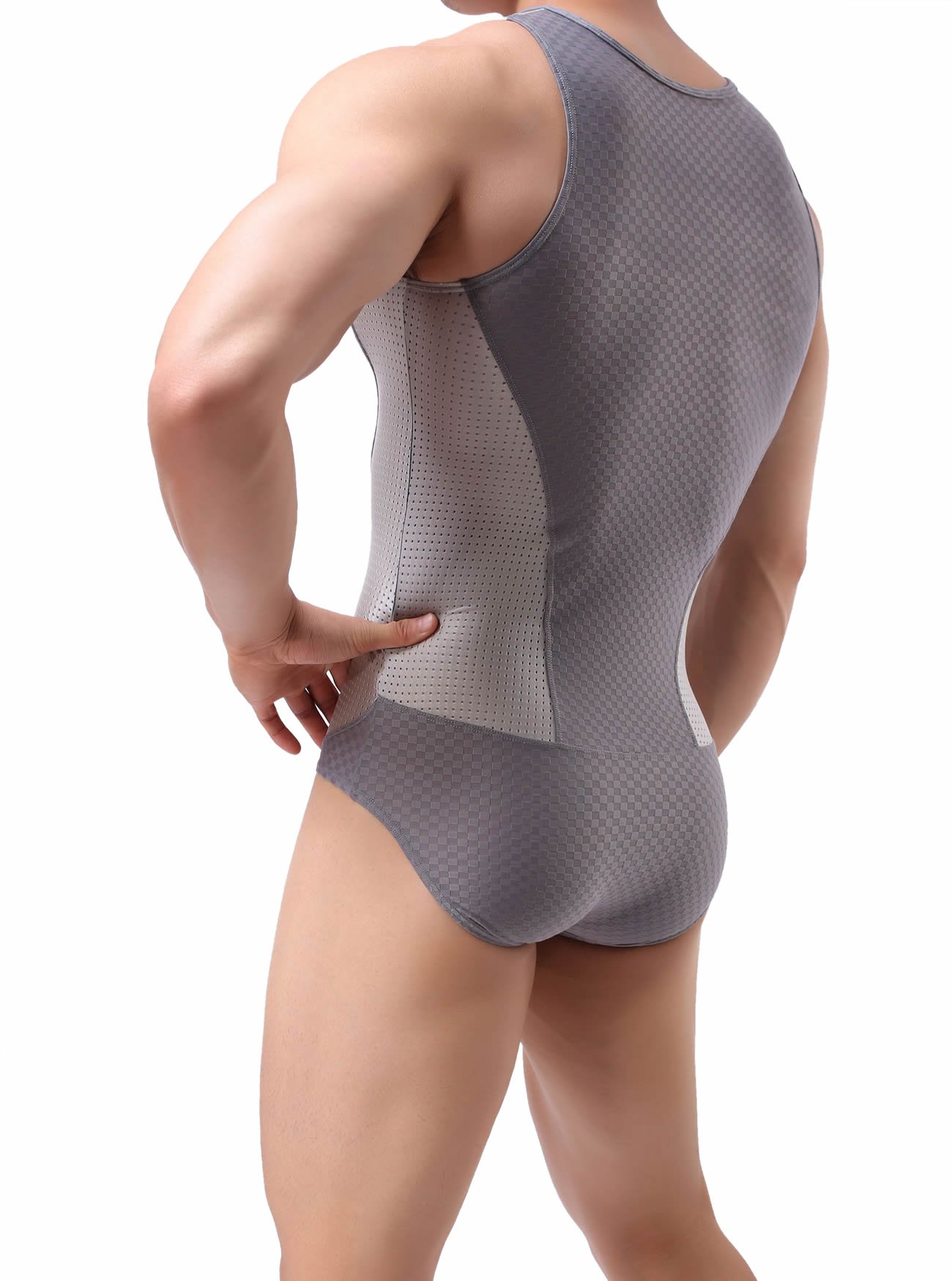 Men's Figure-Shape Bodysuit - Elastic Workout Clothes for Fitness, Cycling & Swimming - Slimming Compression Shirt for Gym, Sports & Beach Activities