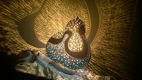Handmade Boho Gourd Lamp - Unique Night Light for Living Room Decor, Christmas & Birthday Gift Ideas for Women, Men, Him & Her | Cozy Home Ambiance, Bedside Reading Light, Romantic Dinner Lighting