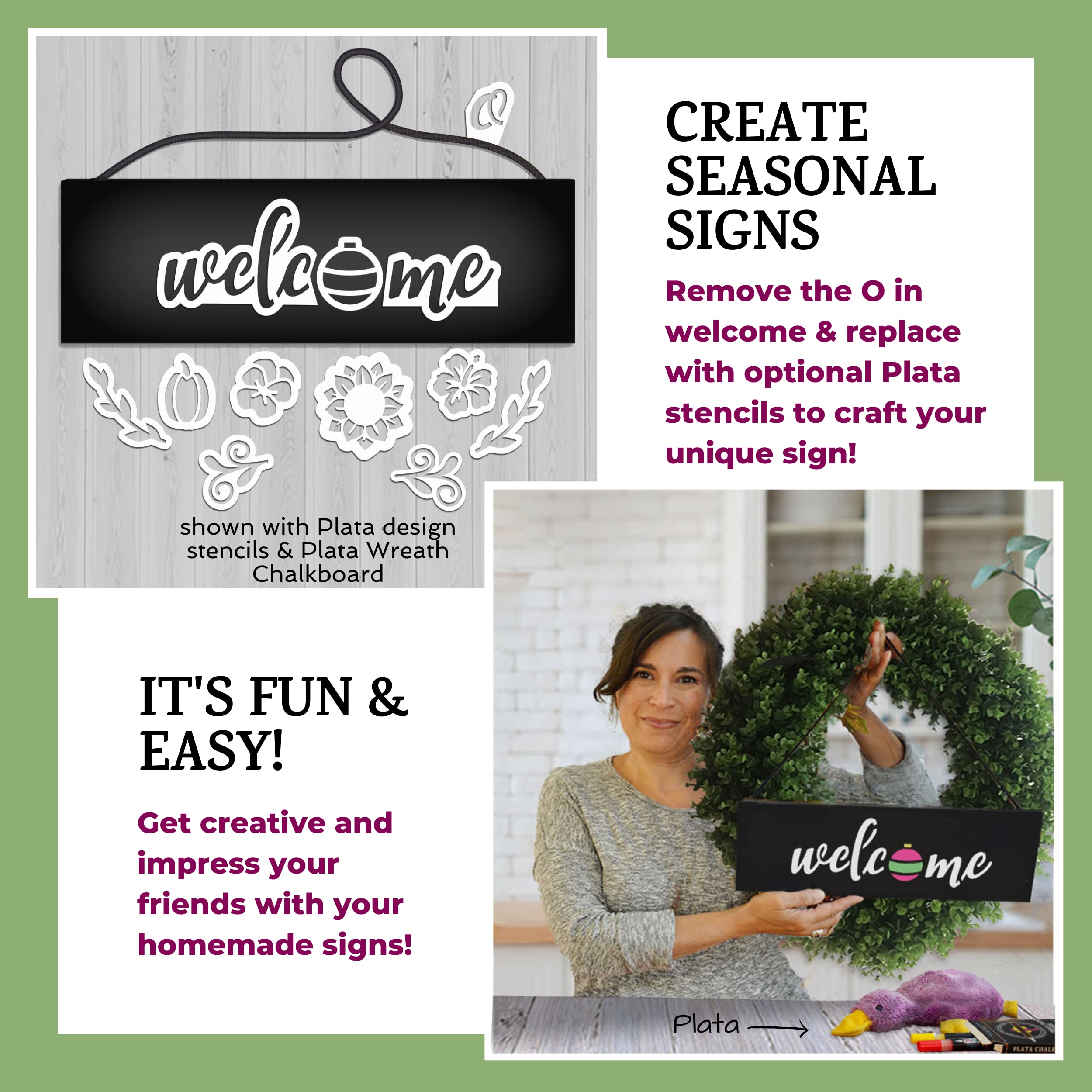 Reusable Magnetic Chalkboard Stencils Set - Cursive Calligraphy Stencils for Thankful, Blessed, Welcome Signs - Perfect for DIY Chalkboard Art, Wedding Decor, and Coffee Shop Menu Boards