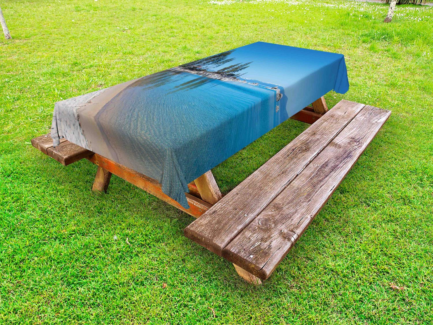 Ambesonne Lake Tahoe Waterproof Outdoor Tablecloth - 58
