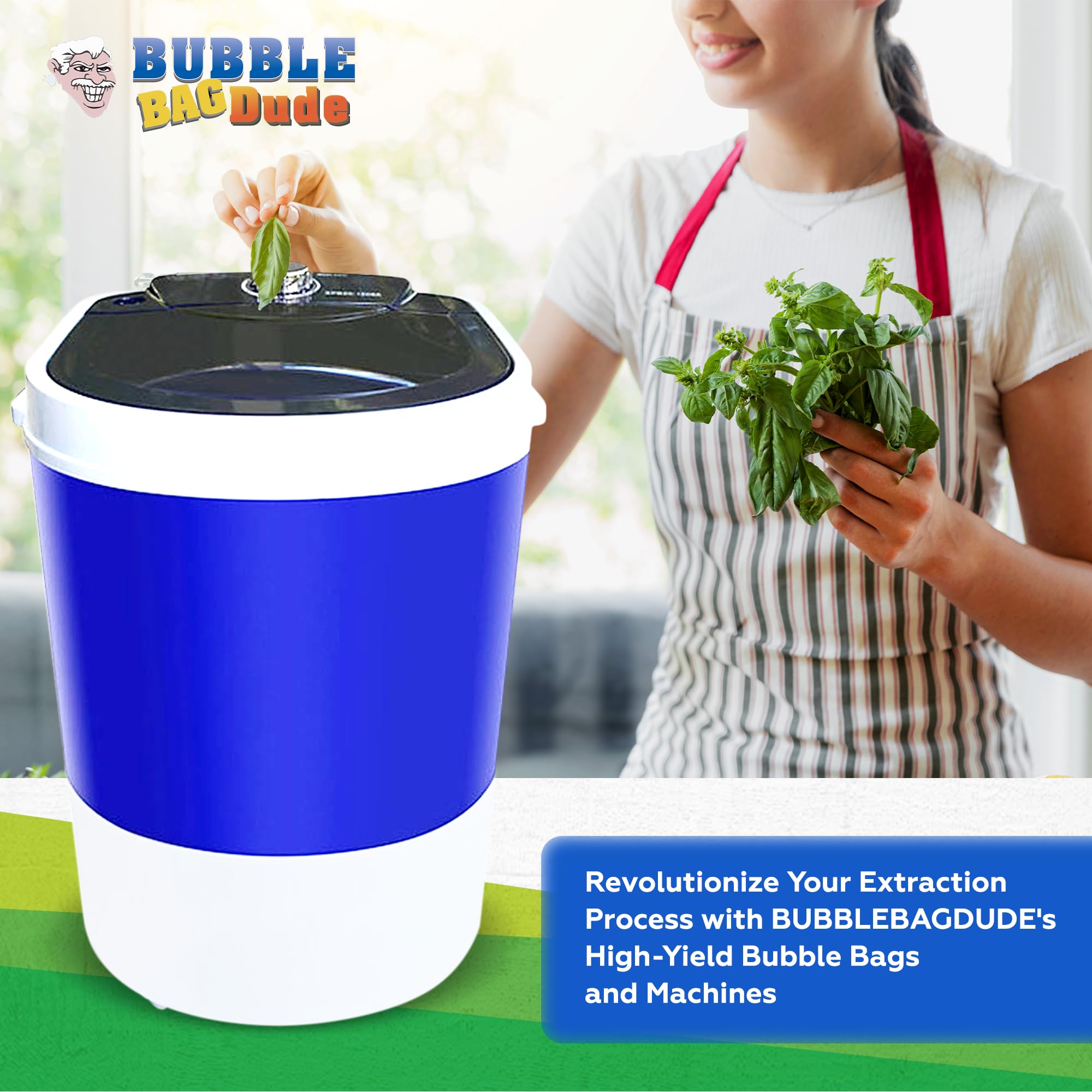 BUBBLEBAGDUDE 5 Gallon Bubble Bag Machine with 220 Micron Zipper Bag - 110V Herbal Extraction Filter System for Straining & Filtering | Perfect for Making Hash, Rosin & Essential Oils at Home