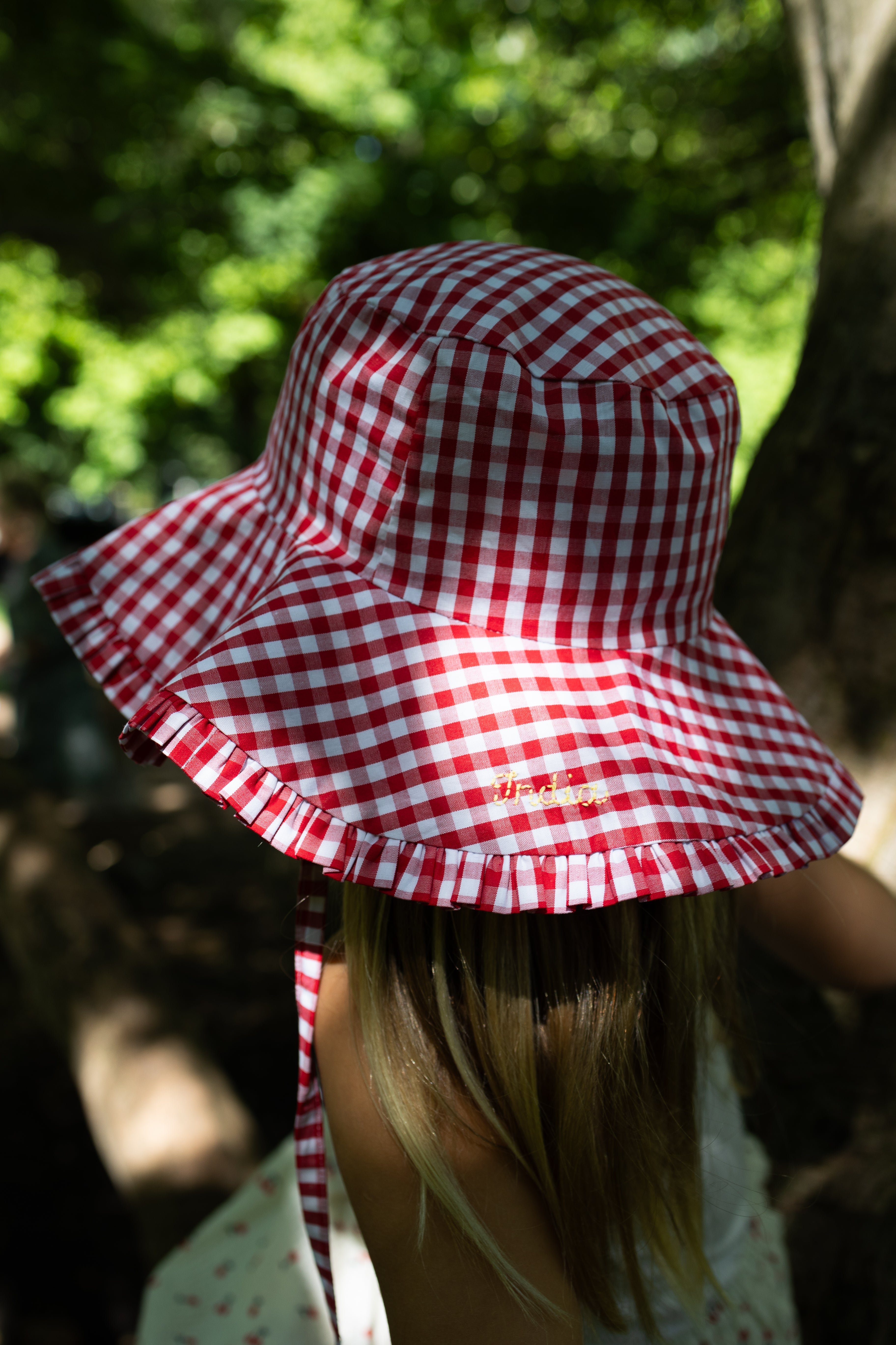 Stylish Summer Hat in Vichy Red - UV Protection Wide Brim Sun Hat for Women - Perfect for Beach, Vacation, and Outdoor Activities