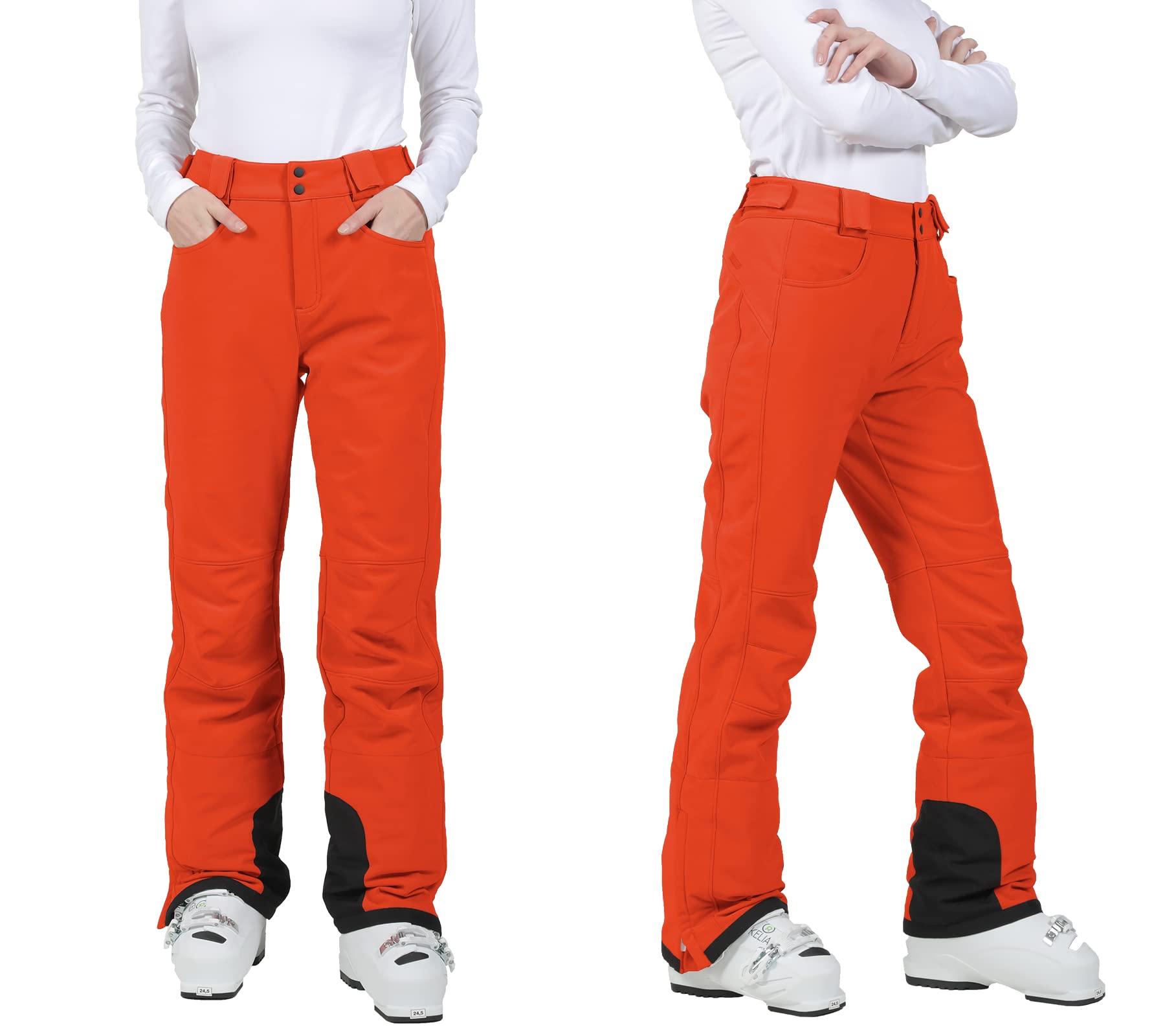 Women's Warm Waterproof Ski Pants with Zip-Off Suspenders - Breathable Stretch Snow Bibs for Winter Sports & Outdoor Activities