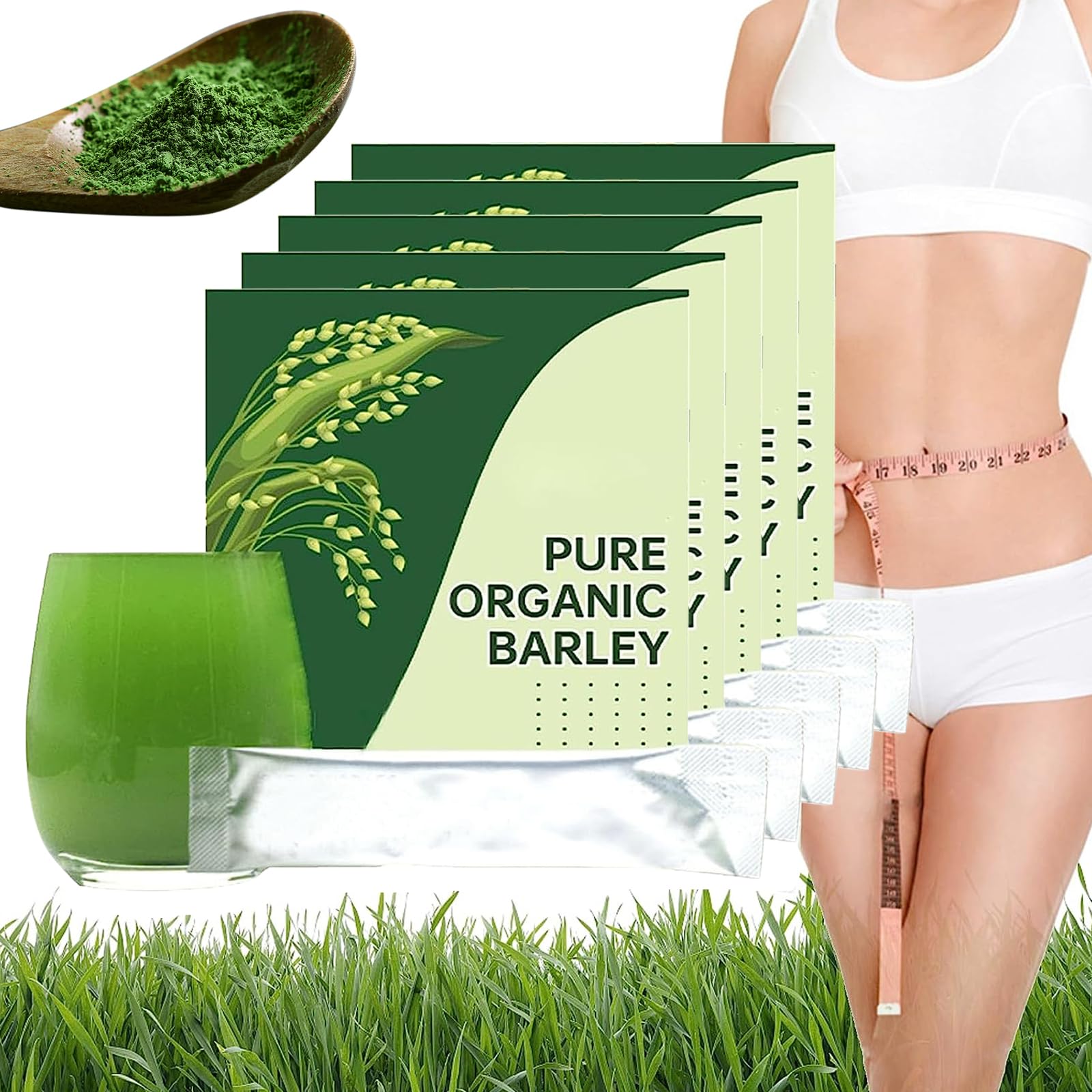 Naveta Organic Barley Grass Powder - Pure & Natural Superfood for Detox & Energy Boost (5 Boxes/100 Packs) | Ideal for Smoothies, Juices & Wellness Drinks