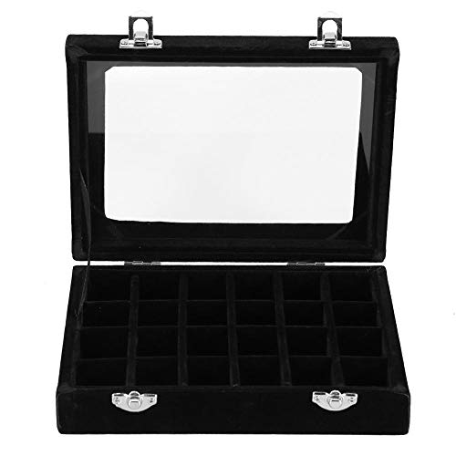 24 Grid Rhinestone Storage Box for Nail Art & Jewelry - 2 Colors Organizer for Beads, Gems & Accessories - Perfect for DIY Crafts, Salon & Home Organization (Black)