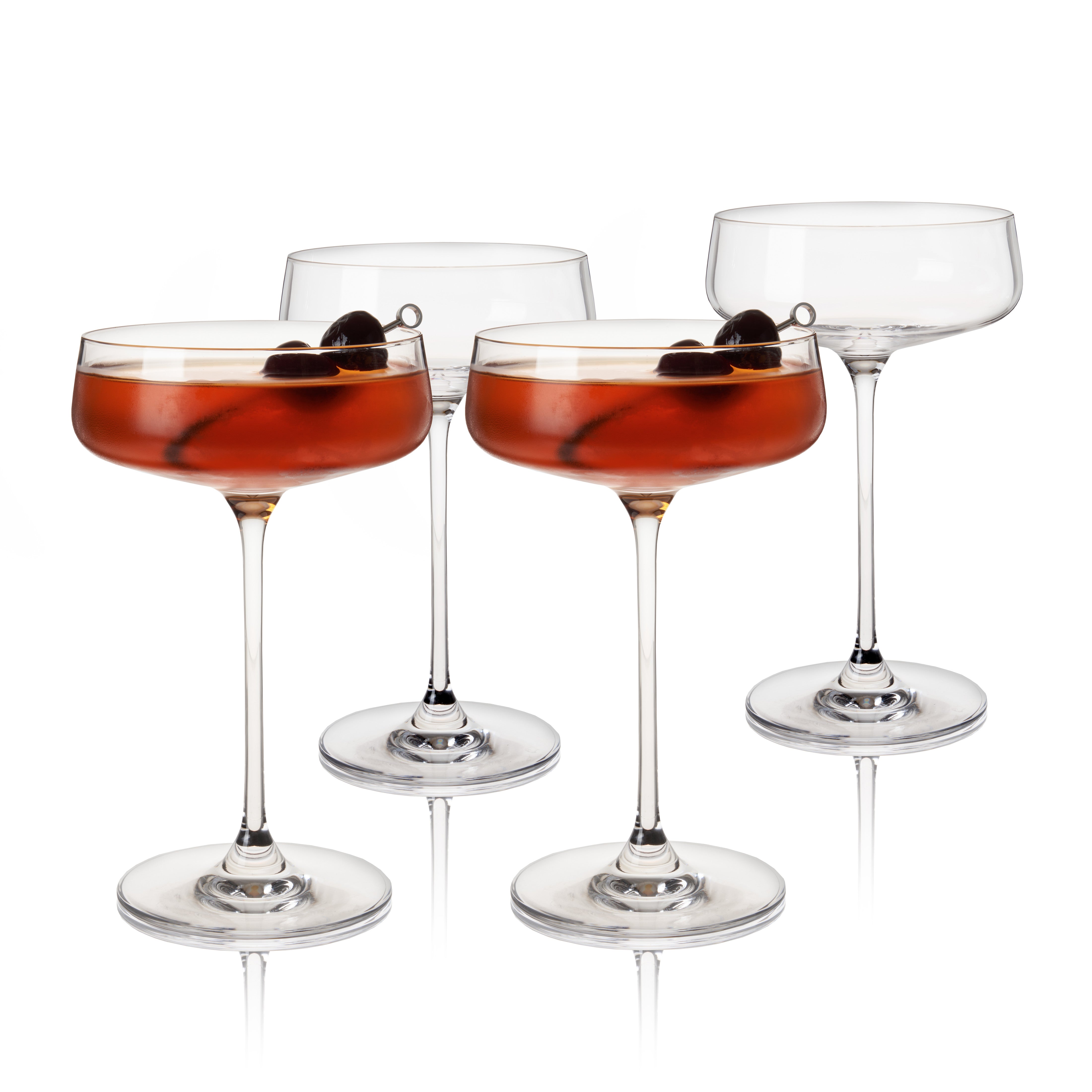 Julien Crystal Coupe Glasses Set of 4 - Elegant Champagne Flutes for Wedding Toasts, Cocktail Parties & Special Occasions