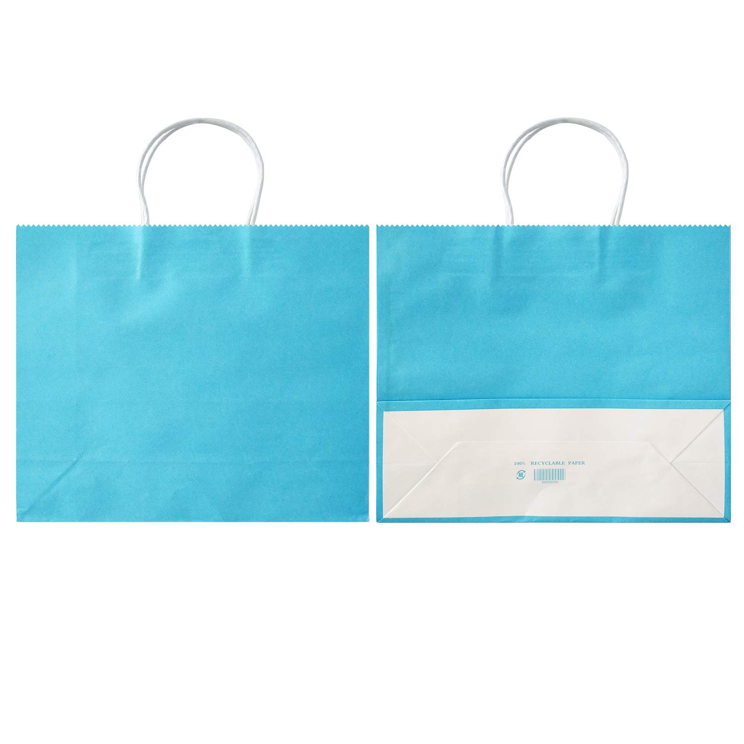 AZOWA Large Kraft Paper Gift Bags with Handles - 12.5x4.7x10.2 Inches, Blue, 12 Pack - Perfect for Birthday Parties, Wedding Favors & Holiday Gift Wrapping