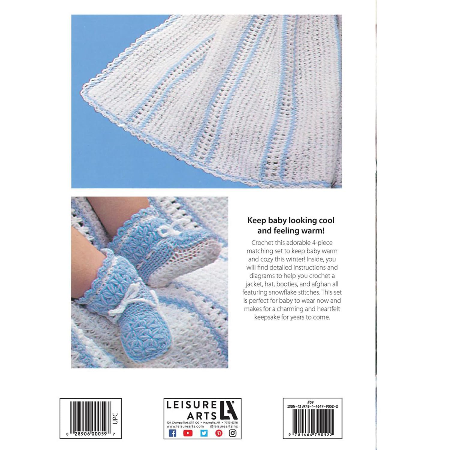 Leisure Arts Snowfall Layette Crochet Book - Easy Baby Blanket & Clothing Patterns for Beginners | DIY Crochet Stitch Guide for Winter Projects
