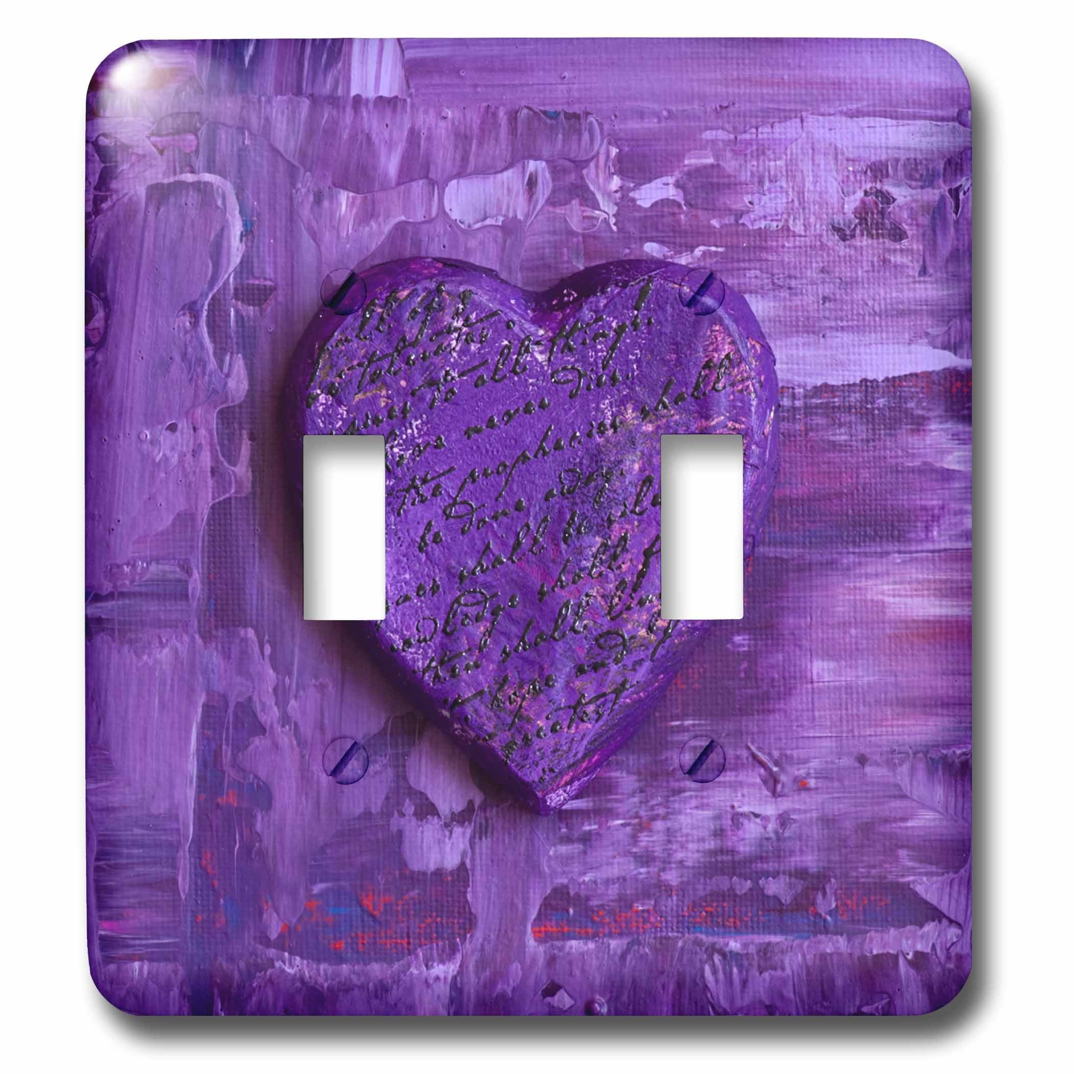 3D Purple Heart Toggle Switch with Handwriting on Painted Background - Military Appreciation, DIY Crafts, Home Decor & Electronics Projects