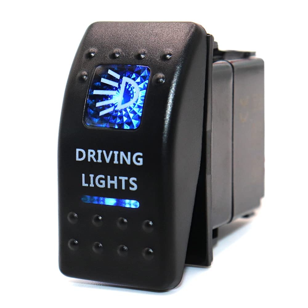 Waterproof 5-Pin SPST ON/Off Toggle Switch with Blue LED Light - 12V/24V Rocker Switch for Automotive, Truck, Boat & Marine Applications | Perfect for Driving Lights, Off-Road Vehicles & Marine Equipment