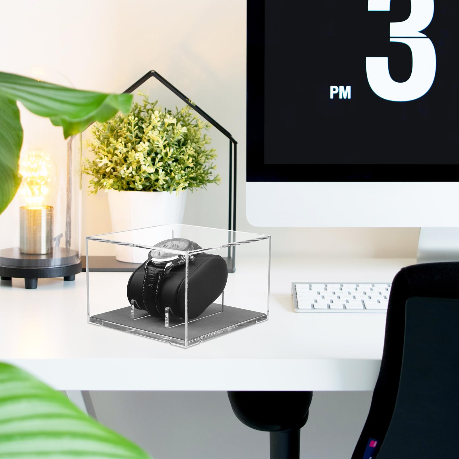 Homakover Acrylic Watch Display Case with Leather Watch Pillow - Luxury Watch Organizer Box & Stand for Men's Watch Collection - Perfect Gift for Boyfriend, Father's Day & Birthday - Ideal for Watch Enthusiasts & Jewelry Storage