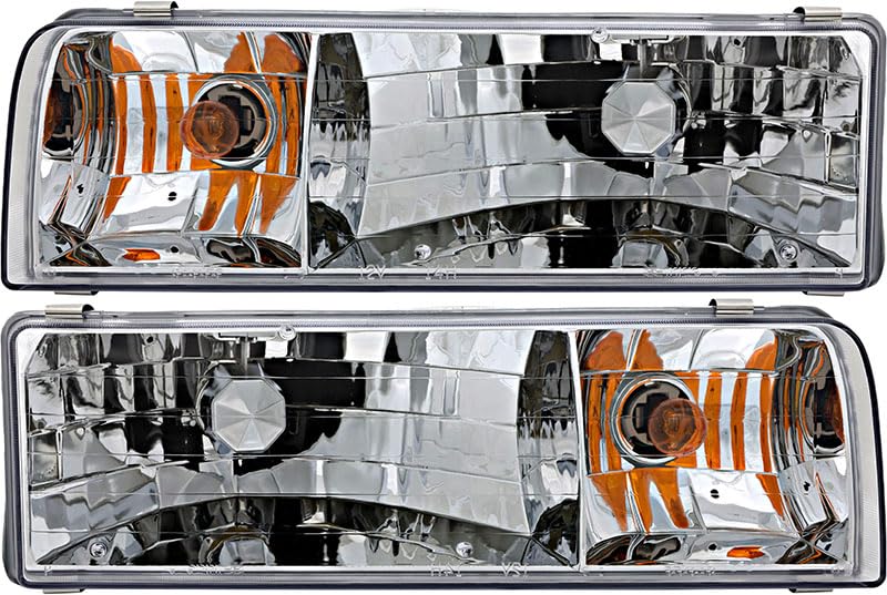 1995-1997 Lincoln Town Car Halogen Headlight Assembly Kit - Driver & Passenger Side Replacement Lamps - Perfect for Night Driving, Road Trips and Vehicle Restoration Projects