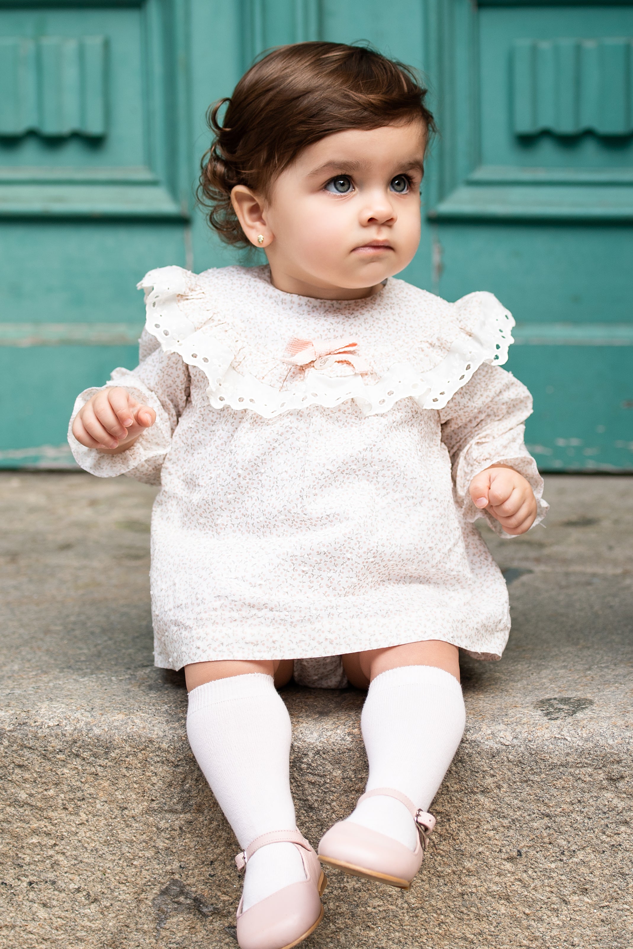 Petunia Pink Floral Dress with Bloomers - Elegant Baby Girl Outfit for Special Occasions, Photo Shoots & Spring Events