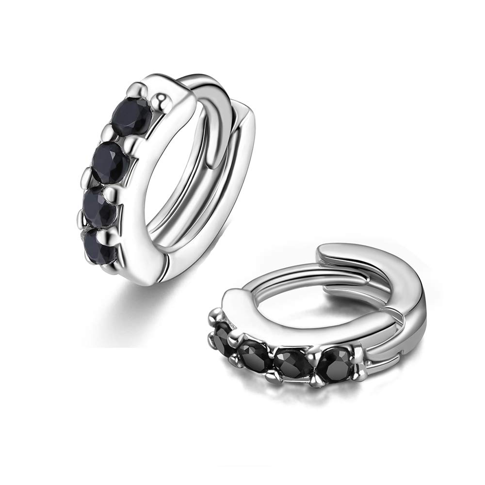 5mm Huggie Hoop Earrings for Women - 925 Sterling Silver Cubic Zirconia Mini Cartilage Earrings | Cute Forward Helix, Tragus & Lobe Piercing Jewelry | Perfect for Everyday Wear, Date Night & Gifts