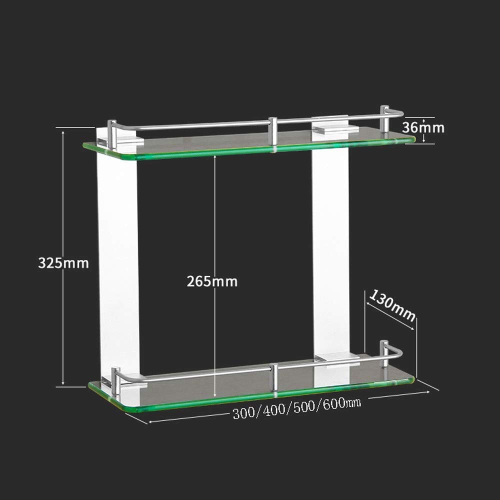 2-Tier Glass Bathroom Shelf - Wall Mount Storage for Shower & Bath Corner