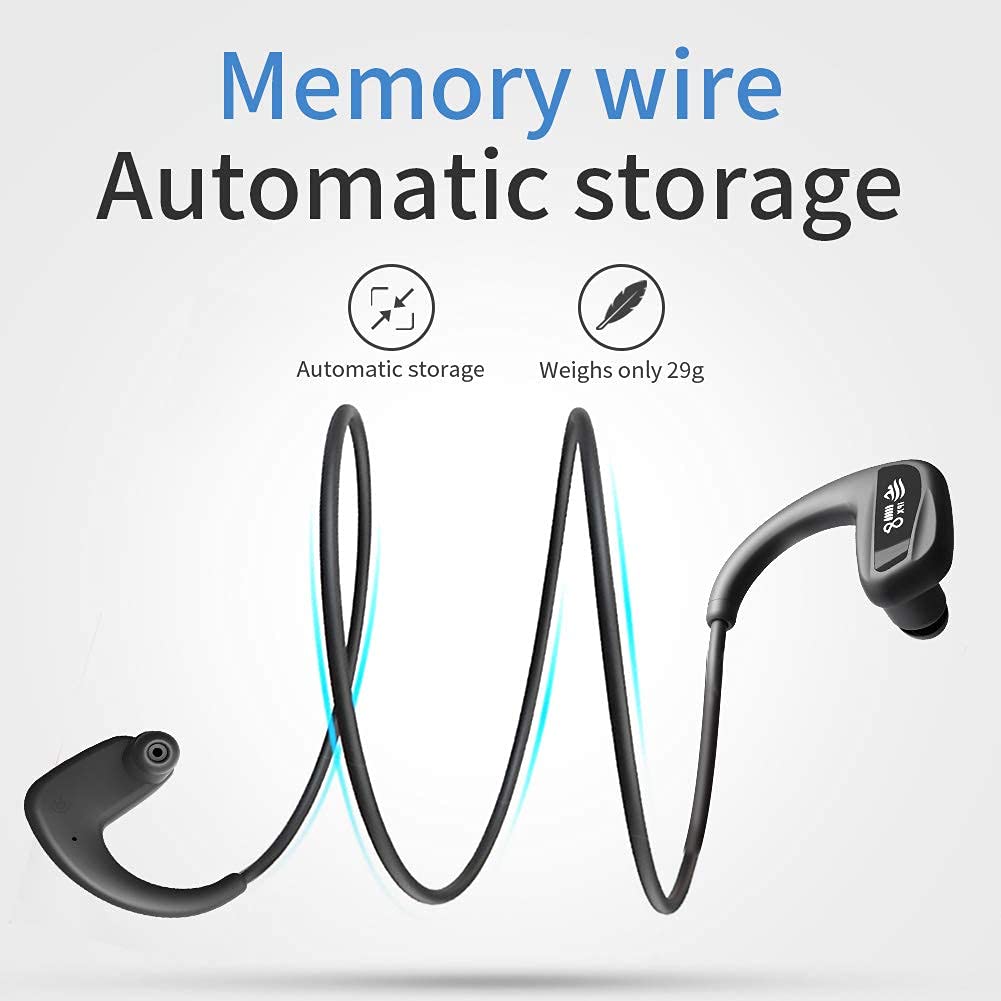 CYBORIS Wireless Bluetooth 5.0 Swimming Headphones - IPX8 Waterproof Earbuds with 16GB MP3 Player, Noise Cancelling & HiFi Stereo Sound - Perfect for Swimming, Running, Cycling, Gym Workouts (Red)