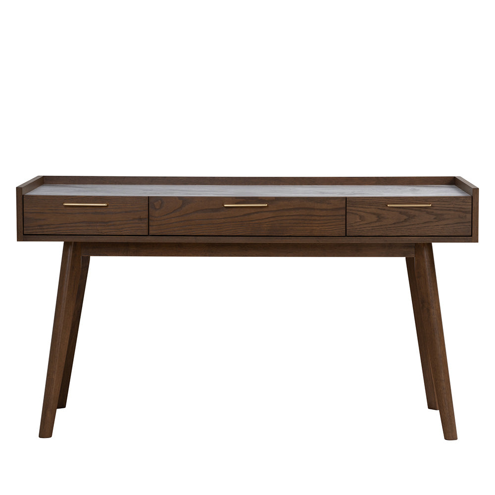 BREDA 110cm Study Desk in Walnut - Modern Writing Desk for Home Office, Study Room & Dormitory - Solid Wood Computer Desk with Spacious Work Surface
