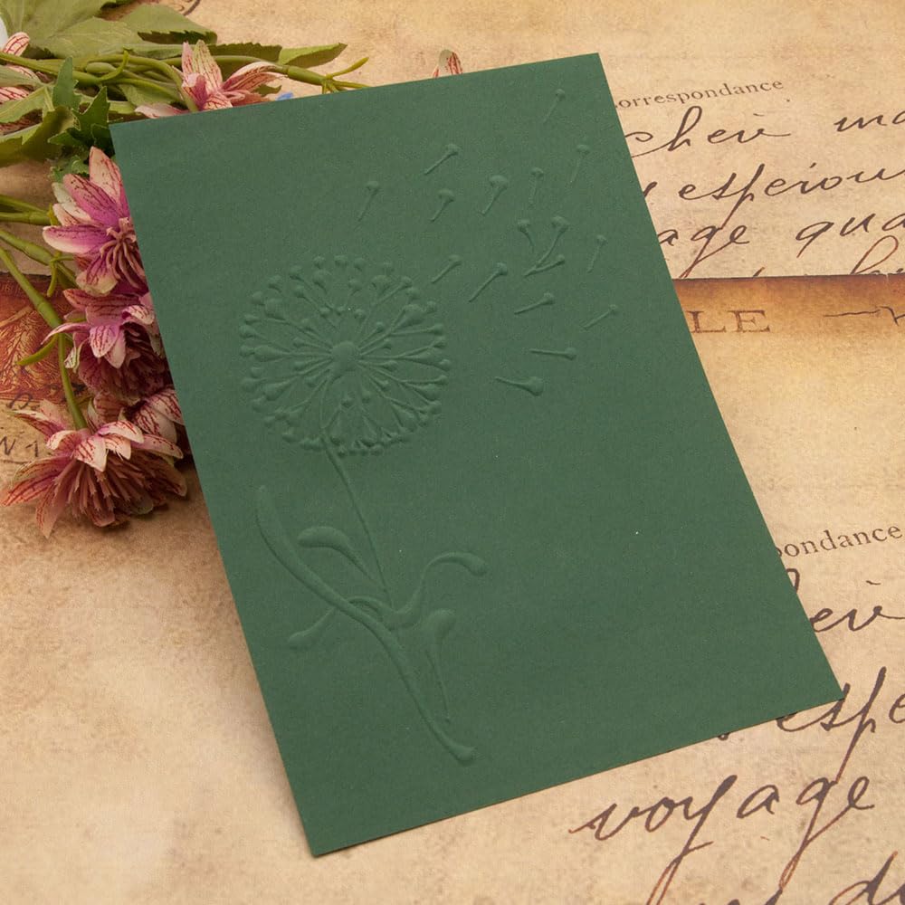 LZBRDY Dandelion Flower Embossing Folders for Card Making, Scrapbooking, DIY Crafts - Floral Leaves Patterns for Wedding Invitations, Greeting Cards, and Paper Art Projects