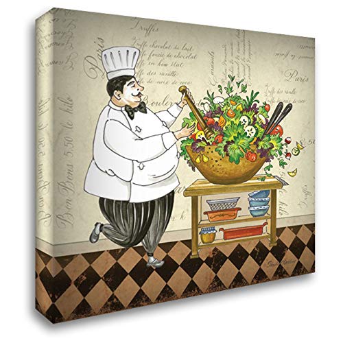 Gladding, Pamela 28x28 Large Gallery Wrapped Stretched Canvas Art - 'Chef Salad' Modern Kitchen Decor | Perfect for Dining Room & Restaurant Wall Art