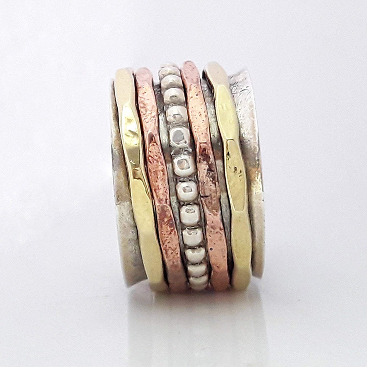 Hammered Sterling Silver Spinner Ring for Anxiety Relief & Meditation - 925 Silver Textured Spin Ring, Boho Chunky Jewelry - Perfect Mother's Day Gift for Stress Relief & Focus