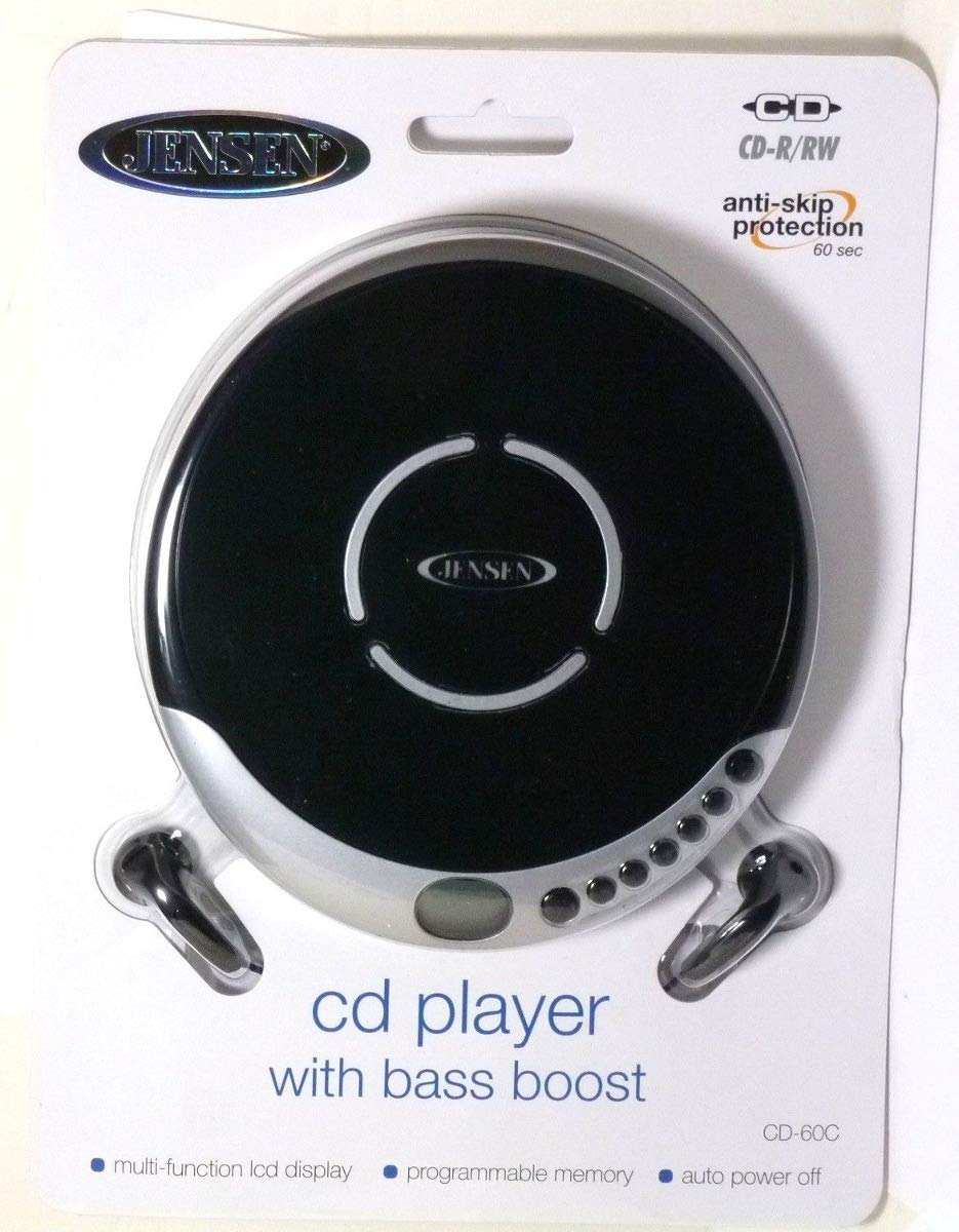 Portable CD Player with Anti-Skip Protection - FM Radio, Bass Boost & Stereo Earbuds - Personal CD Player for Commuting, Workouts & Travel - Black