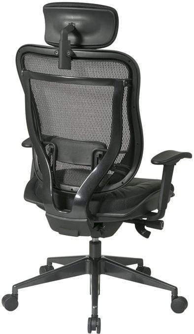 Ergonomic High Back Mesh Office Chair with Leather Seat - Adjustable Lumbar Support & Tilt Function for Home & Office Workspace - Model 818 41G9C18P