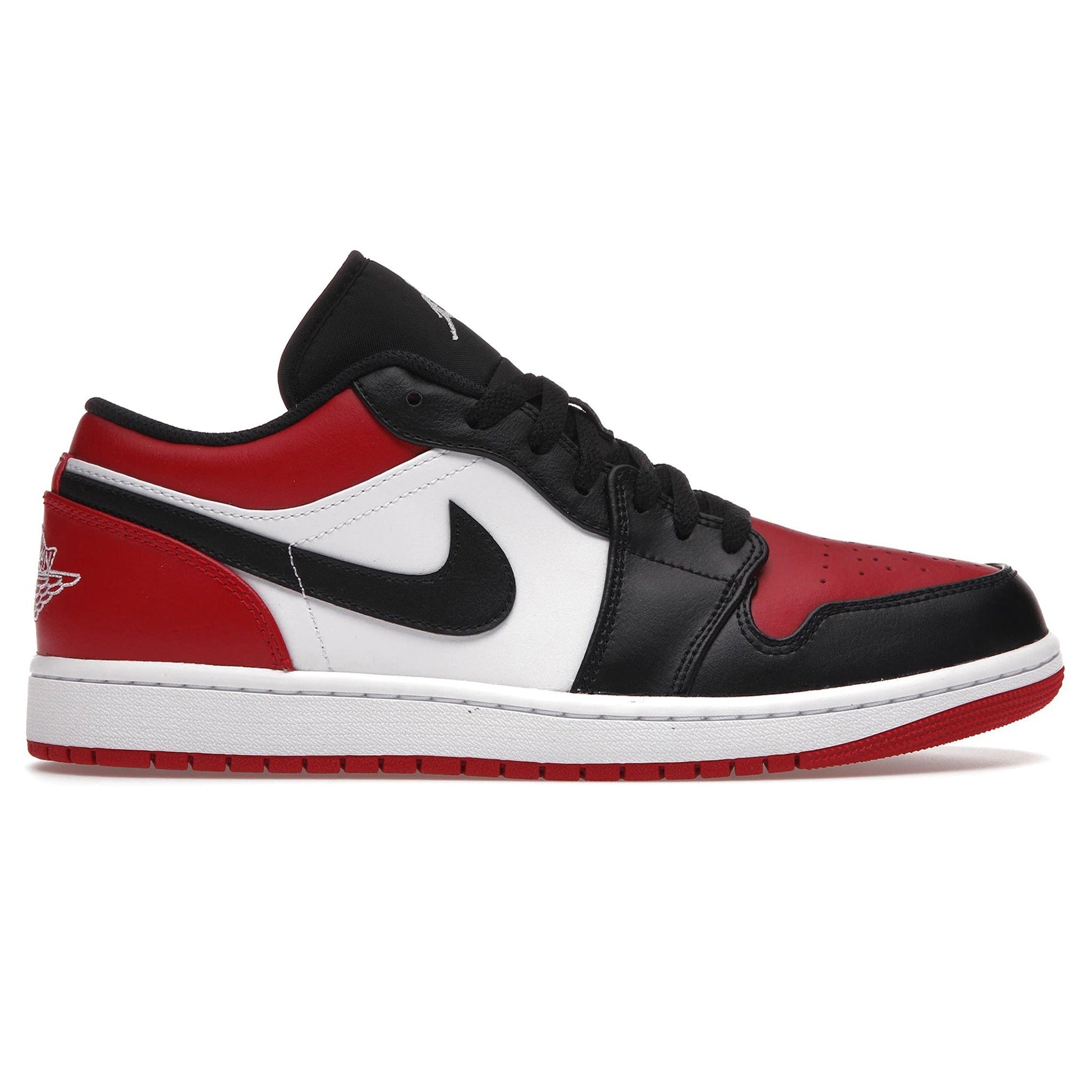 Air Jordan 1 Low Bred Toe Men's Basketball Shoes - Retro Black Red White Sneakers for Casual Wear & Street Style