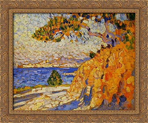 Theo van Rysselberghe Gold Ornate Wood Framed Canvas Art - 24x20 Midi Landscape Wall Decor for Living Room, Bedroom & Office