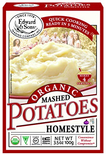 Organic Mashed Potatoes Home Style by Edward & Sons - 3.5 Oz (Pack of 6) | Instant Potato Side Dish for Thanksgiving, Family Dinners & Quick Meals