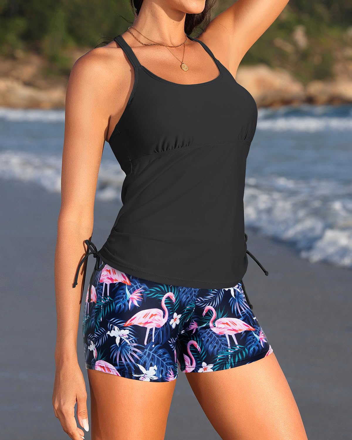 Yonique Women's Two Piece Tankini Swimsuits with Shorts - Athletic Bathing Suits for Tummy Control | Perfect for Swimming, Beach Vacations & Water Sports