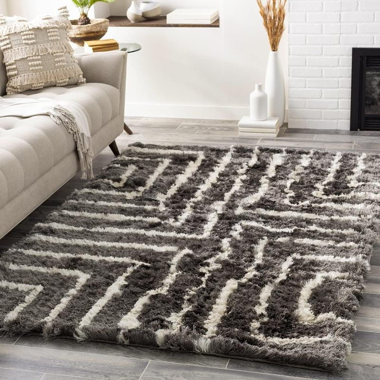 Mark&Day 8x10 Honor Shag Area Rug - Medium Gray Soft Plush Carpet for Living Room, Bedroom, Kitchen | Non-Slip Floor Mat for Home Decor & Cozy Spaces (8' x 10')