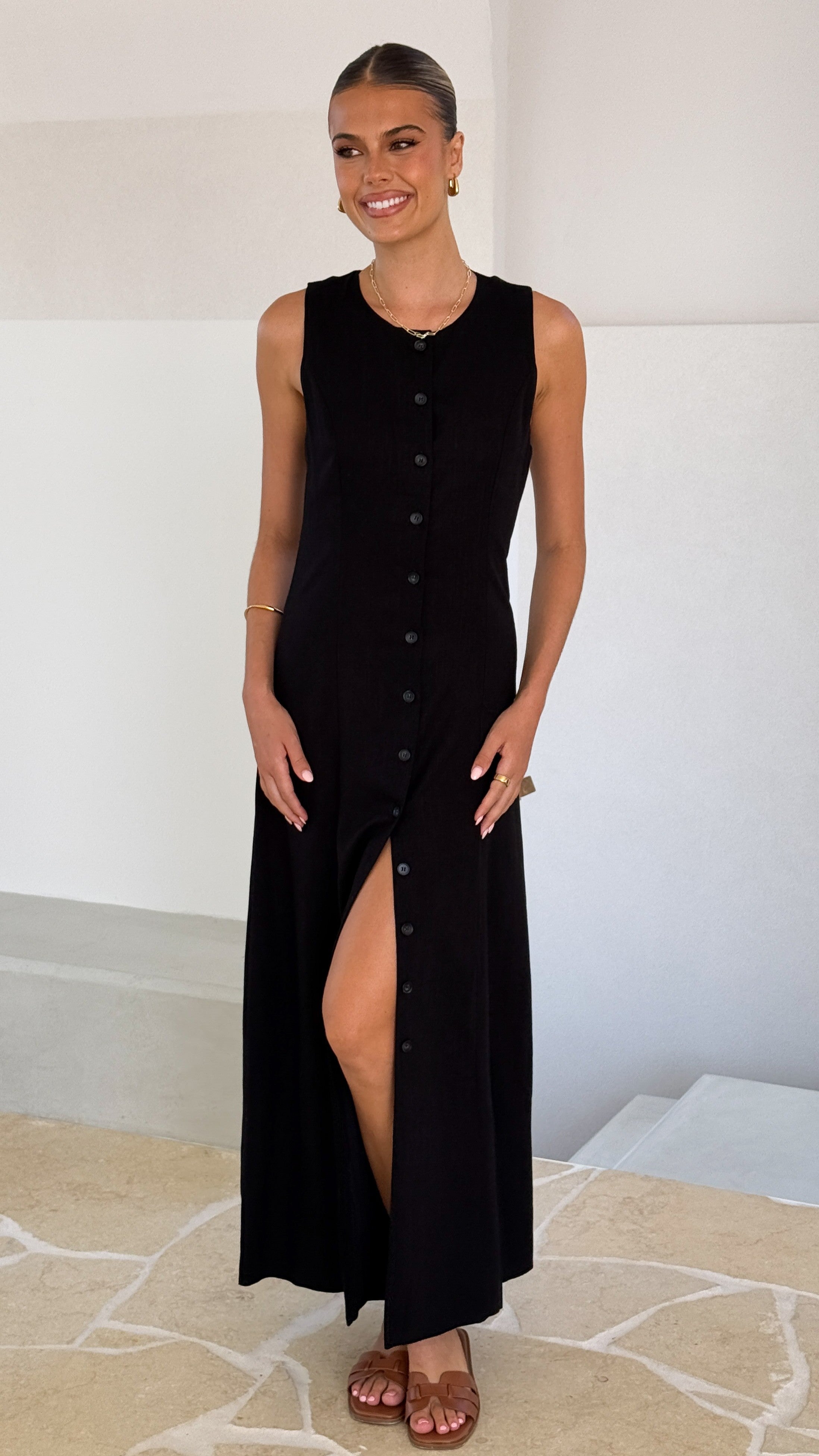 Lina Maxi Dress for Women - Elegant Black Long Flowy Dress for Summer, Beach, Party & Evening Wear