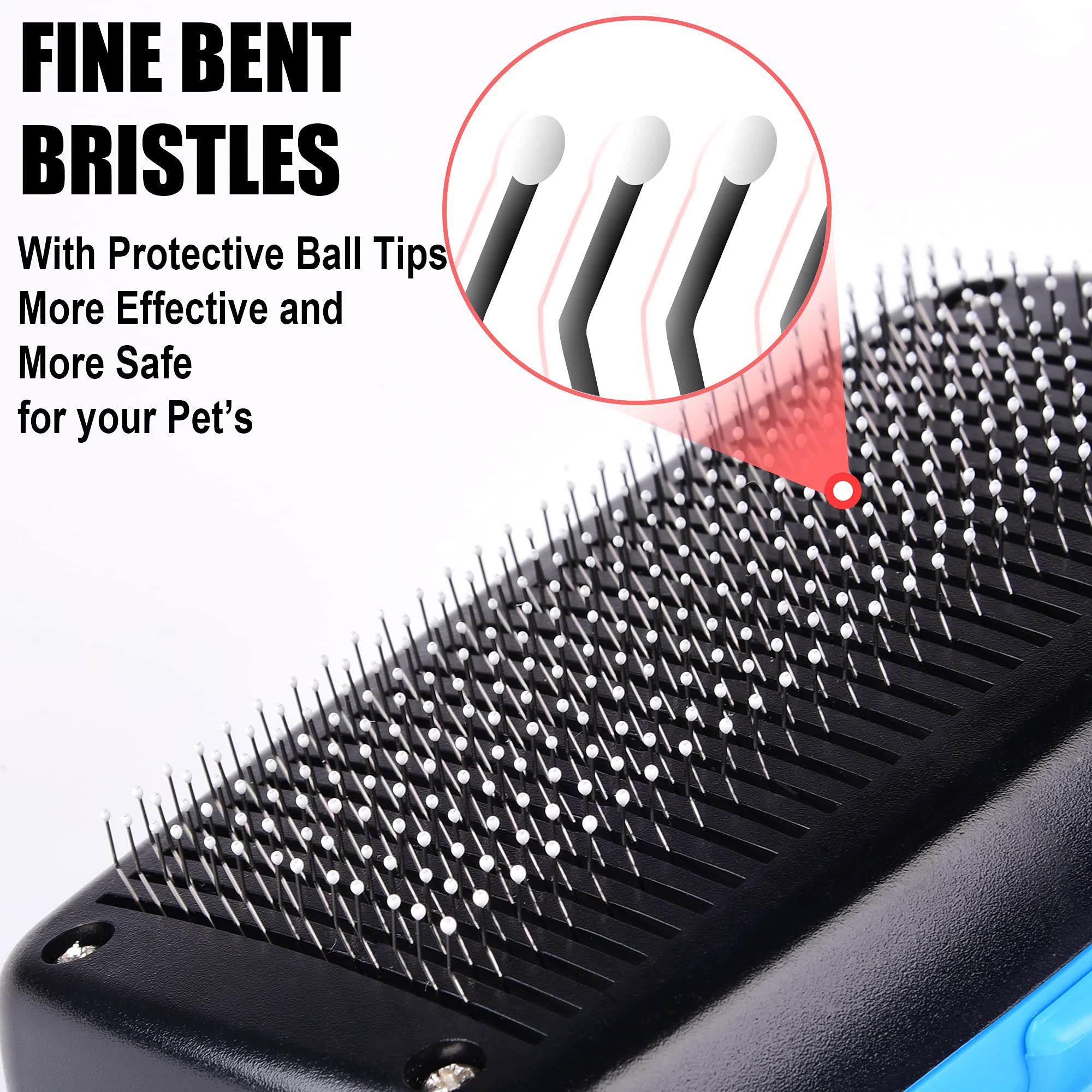 Fida Self Cleaning Slicker Brush for Dogs & Cats - Gentle Ball Tip Pet Grooming Brush for Shedding, Mats & Undercoat - Perfect for Small, Medium & Large Pets with Short to Long Hair - Ideal for Daily Grooming & Coat Maintenance at Home