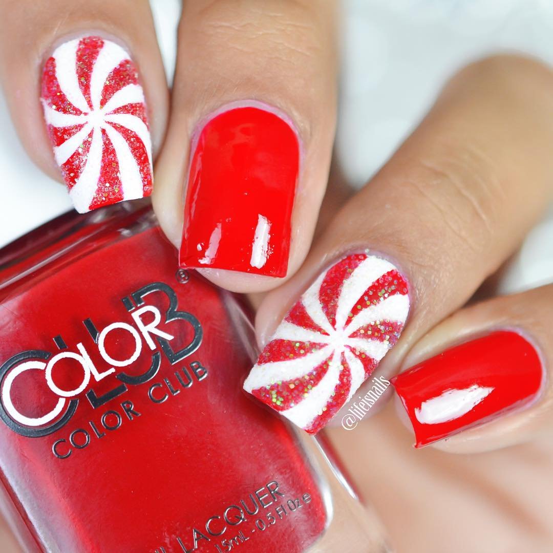 Peppermint Candy Nail Art Stencils - 12 Christmas Nail Design Vinyl Stencils for Holiday Manicures, DIY Nail Decoration & Festive Party Nails